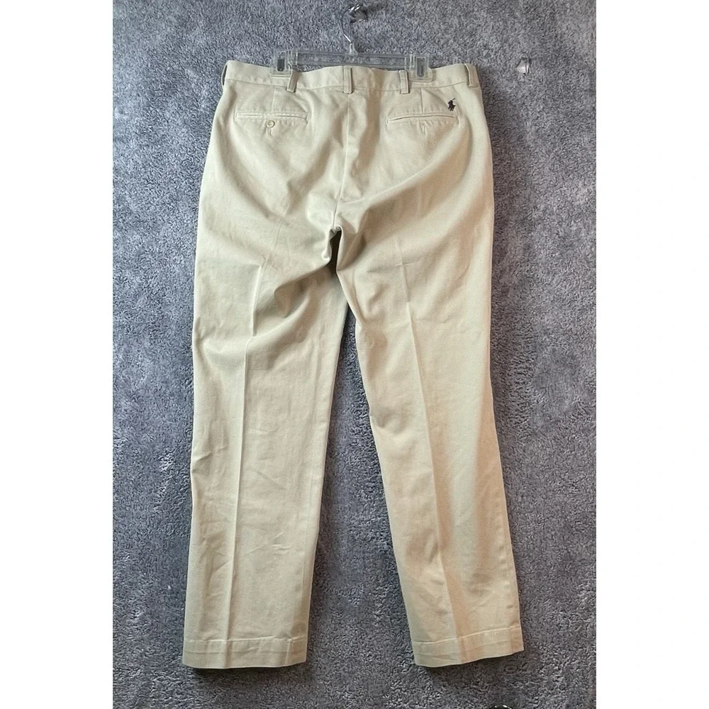 Polo Ralph Lauren Suffield Pants Size 36x32 Beige Flat Front Chino Khakis Preppy